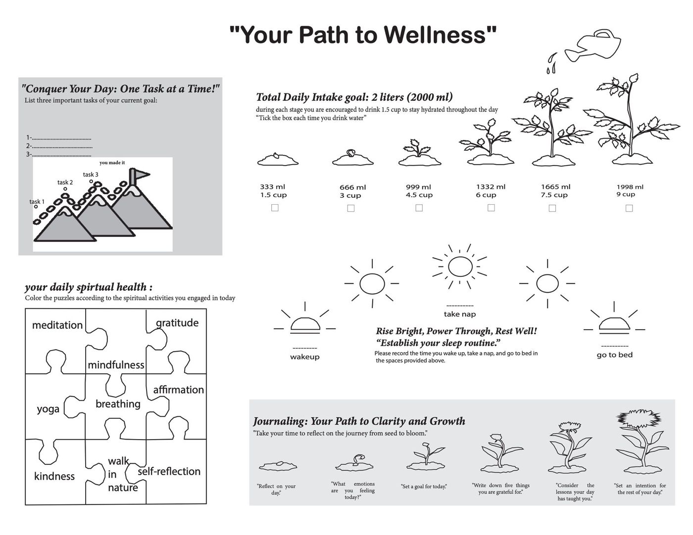 Your Path to Wellness planner page